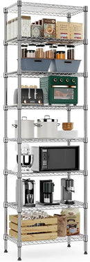 8 Tier 2000 lbs Storage Rack Metal Wire Shelving Unit, Storage Standing Shelf Organizer for Laundry Bathroom Kitchen Pantry Closet Garage Utility Room, Chrome 13.8" D x 23.6" W x 79.5" H by CozyNest Decor