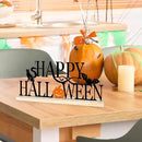 COCHIE Metal Happy Halloween Sign, Black Halloween Decorations for Home, Office, Shelf, Mantel, Indoor, Jack-o-lantern Decoration, Spooky Cat Bat Decor (Halloween) by CozyNest Decor