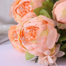 Duovlo Springs Flowers Artificial Silk Peony Bouquets Wedding Home Decoration,Pack of 1 (Spring Orange-Pink) by CozyNest Decor