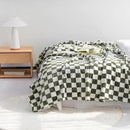 LOMAO Throw Blankets Flannel Blanket with Checkerboard Grid Pattern Soft Throw Blanket for Couch, Bed, Sofa Luxurious Warm and Cozy for All Seasons (Dark Olive, 50"x60") by CozyNest Decor