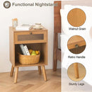 AWASEN Mid Century Nightstand, Bedside Table with Glass Storage Drawer and Large Open Shelf, Modern Night Stand Side End Table with Solid Legs for Bedroom, and Small Space, Brown by CozyNest Decor