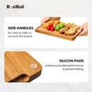 Acacia Wood Cutting Board for Kitchen - 0.8 inch Thick Wood Charcuterie Cheese Board with Side Handles and Juice Grooves, Wooden Chopping Block for Meat and Veggies, 11.5x7 inch by CozyNest Decor