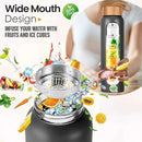 Aqulea Glass Water Bottles with Silicone Sleeve - BPA Free Reusable Wide Mouth Glass Motivational Water Bottles with Fruit Infuser – Leak Proof Borosilicate Water Bottle with Time Marker by CozyNest Decor