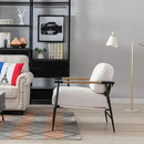 Mid-Century Accent Chair Set of 2, Soft Armchair Chenille Fabric Lounge Chair with Black Metal Legs, Upholstered Leisure Chair for Living Room Bedroom Reception Room, Beige by CozyNest Decor
