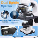 Binocular Microscope Magnification 40X-2500X, WF10x and WF25x Eyepieces, Dual LED Illumination, Suitable for Schools Home Labs Educational Adult Microscope by TinyTreasures Baby Boutique
