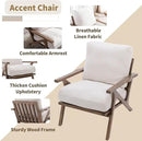 HNY Mid Century Modern Accent Chair, Farmhouse Retro Linen Upholstered Armchair for Living Room Bedroom, 23'' Seat Wide Leisure Slipper Chair with Wood Frame, White by CozyNest Decor
