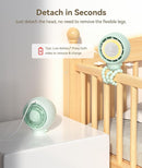 Dreamegg Portable Stroller Fan - 4000mAh Rechargeable Baby Stroller Fan With LED Display, Night Light, Hidden Blade, Detachable 4 Speed 360°Rotate, Handheld Cooling for Crib,Travel, Car Seat(Green) by TinyTreasures Baby Boutique