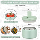 12oz Insulated Vacuum Food Jar with Buckle Lid Wide Mouth Soup Thermo for Hot Food Kids Leakproof Stainless Steel Lunch Container (Mint, 12OZ) by TinyTreasures Baby Boutique