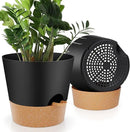 10-Inch Plant Pots, Self-Watering Planters with Drainage Holes & Saucers for Indoor and Outdoor Plants (2-Pack, Black) by GreenHaven Gardens