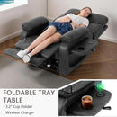 Dual Motor Power Lift Recliner Chair for Adult & Elderly, Infinite Position Lay Flat Lift Chair with Heat & Massage, Cup Holder, Lumbar Pillow, Wireless Charger, USB Ports, Leather (Silver Grey) by CozyNest Decor