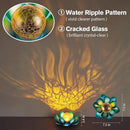 Solar Light Outdoor(2Pack), Art Crackle Globe Glass Lotus Decoration, Solar LED Waterproof Blue Metal Flower Lights for Patio,Lawn,Walkway,Tabletop by CozyNest Decor