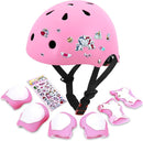 Kids Bike Helmet with DIY Stickers and Knee Pads Elbow Pads Wrist Guard Set for Ages 3-8-14 Toddler Boys Girls Helmet for Roller Skates Cycling Skateboarding Bicycle Scooter by TinyTreasures Baby Boutique