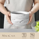 MALACASA Large Soup Bowls Set, 44 OZ (7") Salad Bowls Cereal Bowls Set of 2,Marble Grey Ceramic Bowls for Kitchen, Dishwasher & Microwave Safe, Series REGULAR by CozyNest Decor