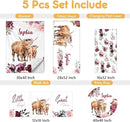 Custom Baby Crib Bedding Set, 5 Pcs Personalized Name Baby Crib Sets for Infant Toddler, Purple Highland Cow Nursery Bedding Set for Baby Girls, Double Layer Baby Bedding Sets Customized Gifts by TinyTreasures Baby Boutique