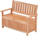 Tangkula 48 Inch Outdoor Wood Storage Bench Deck Box, Wooden Storage Loveseat with 34.2 Gal Inner Space, Entryway Bench Deck Box with Slatted Backrest, Storage Seat for Garden, Lawn, Balcony & Porch by CozyNest Decor