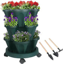 Vertical Planter 3 Tier Stackable Planters Garden Planters Strawberry Herb Flower and Vegetable Planter Indoor Outdoor Gardening Pots with Removable Wheels and Tools by GreenHaven Gardens