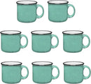 Set of 8 Ceramic Campfire Mugs – 15 Oz, Teal – Coffee & Tea Cups for Home, Work, Travel, Camping – Customizable, Great for DIY, Events, Companies by CozyNest Decor