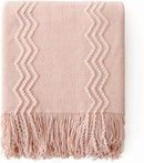 MIULEE Light Pink Knitted Throw Blanket for Couch Bed, Boho Textured Cozy Woven Decorative Farmhouse Blanket with Tassels for Sofa Chair Living Room 50"x60" by CozyNest Decor