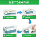 Bidtakay Small Storage Baskets for Shelves 3 Pack Fabric Storage Bins for Organizing Linen Collapsible Organizer for Closet-White&Teal by TinyTreasures Baby Boutique