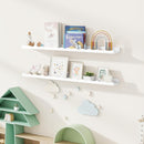 Fun Memories Picture Ledge Shelf for Wall, 48 inch Pine Wood Nursery Book Shelves Set of 2- Wall Book Shelves for Kids Room, Home Decor - Kitchen Spice-White by TinyTreasures Baby Boutique