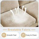 Karl home U-Shape Sectional Sofa Couch 111" Modern 4-Seat Sofa with Chaises Chenille Fabric Upholstered Covertible Couch with Wood Grain Legs for Living Room, Reception Room, Apartment, Khaki by CozyNest Decor