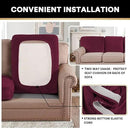 PrinceDeco Stretch Couch Cushion Covers Fitted Individual Seat Couch Slipcover Sets Velvet Fabric Soft Slip Cover for Chair Sofa Cushion Furniture Protector(Each Width Up to 29.5",Burgundy) by CozyNest Decor