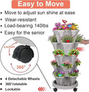 Vertical Planter, 5 Tier Stackable Strawberry Planter with Garden Tool Set, Movable Indoor/Outdoor Garden Herb Pot for Growing Vegetables and Succulents, Gray by CozyNest Decor