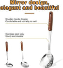 FJNATINH Stainless Steel Wok Spatula,Ladle,Skimmer Ladle Tool Set,Mirror Polished Cooking Utensils with Wooden Handle,Easy to Clean Wok Accessories,Sliver 3 PCS by CozyNest Decor