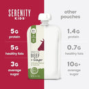 Serenity Kids 6+ Month Organic Beef & Veggie Baby Food Pouches - Grass-Fed Beef with Organic Pea, Bell Pepper & Broccoli - BPA-Free Baby Puree Pouch - 3.5 Oz, 12 Pack by TinyTreasures Baby Boutique