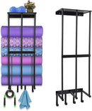Yoga Mat Holder Yoga Mat Holder Wall Mount Home Gym Accessories Organizer,Towel Storage Rack with 4 Hooks for Hanging Foam Roller and Resistance Bands Gym Organization for Home Gym by TinyTreasures Baby Boutique
