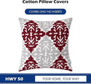 HWY 50 Burgundy Red Decorative Throw Pillow Covers 18x18 Inch (1 Piece), Embroidered Cotton Farmhouse Cushion Cover Pillow Case for Sofa Couch Living Room Bed Bedroon, Floral Geometric by CozyNest Decor