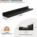 Fun Memories Picture Ledge Shelves Set of 2, 24 Inch Rustic Wall Mounted Floating Shelves with Lip for Home Storage and Décor in Bathroom, Kitchen, Nursery, Bedroom, Living Room, Black by CozyNest Decor