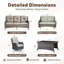 5 Piece Outdoor Patio Furniture Set - Outdoor Conversation Couch and Loveseat Glider Chair Furniture Set with Rattan Coffee Table for Deck Balcony Poolside Gray Wicker/Grey Cushions by GreenHaven Gardens