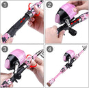 ODDSPRO Kids Fishing Pole Pink, Portable Telescopic Fishing Rod and Reel Combo Kit - with Spincast Fishing Reel Tackle Box for Girls, Youth by TinyTreasures Baby Boutique