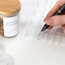Empty Spice Jars with Label Pack (12x Bamboo Lid Glass Jar). Small 6oz Spice Storage Bottles with 112 Printed Stickers and 48 Writable Pantry Labels for Seasoning Containers by CozyNest Decor