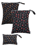 ALVABABY 3 Cloth Diaper Wet Dry Bags Waterproof Reusable with Two Zippered Pockets Travel Beach Pool Daycare Soiled Baby Items Yoga Gym Bag for Swimsuits or Wet Clothes Small Medium Large 3L-SML10 by TinyTreasures Baby Boutique