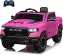 Licensed Ram 1500 Ride on Toys for Kids 4-8, Ride-on Electric Car for Kids with Remote Control, Battery Powered with Car Key/Gear Selector, LED Light/Music/MP3, Back Storage (Pink) by TinyTreasures Baby Boutique
