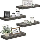 QEEIG Floating Shelves for Wall Bathroom Shelf Bedroom Kitchen Living Room Farmhouse Small Book Shelf 16 inch Set of 4, Grey (015-GY4) by CozyNest Decor