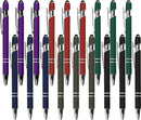 Ballpoint Pen with Stylus Tip, Soft Touch Click Metal Pen, 1.0mm Medium Point, Black Ink, 18 Count(6 Colors) by TinyTreasures Baby Boutique