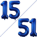 GOER Number 15 Balloons for 15th Birthday Sweet 15 Party Decorations,42 Inch Jumbo Foil Helium 51 Balloons for 51st Birthday Party Decoration (Blue) by TinyTreasures Baby Boutique
