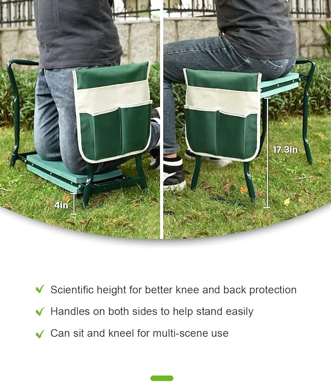 Garden Kneeler and Seat Heavy Duty, Upgraded Widened and Thickened Gardening Stools for Seniors, Foldable Gardening Bench Ergonomic Design, Effective Relief of Knee and Back Pain, Gift for Gardeners, photo 5 of 6