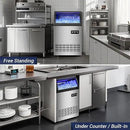 220LBS Commercial Ice Maker Machine - 72PCS Ice Cubes per Round, Undercounter/Freestanding Ice Machine, 55LBS Ice Storage Capacity for Home Bar and Outdoor, Stainless Steel Self-Cleaning by CozyNest Decor