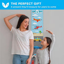 WISE OWL Personalized Growth Chart for Kids - Height Wall Chart for Boys with Peel & Stick Letters for Name - Hanging Canvas Wall Measurement Height Tracker for Baby Gift (Vehicles) by TinyTreasures Baby Boutique