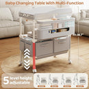 Baby Changing Table, Versatile Folding Changing Table with 2 Drawers, Portable Baby Diaper Changing Station with Toy Holder, Adjustable Height Mobile Nursery Diaper for Infant and Newborn by TinyTreasures Baby Boutique