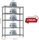 IZEUK 5-Tier Heavy Duty Metal Storage Shelving Unit (Black, 17.7" D x 47.2" W x 72.3" H, 1750 lbs Capacity), Adjustable Steel Wire Rack Shelf Organizer for Garage, Kitchen, Basement, Laundry, Office by CozyNest Decor