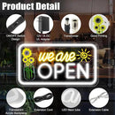 Neon We are Open Signs for Business, 16.5x9'' Open Sign with Printed Flower and Sun, with ON/OFF Switch & Adapter, Daylight White, Ideal for Window, Party, Wall, Bars, Coffee Shops, Salons, Clubs, Hotels by GreenHaven Gardens