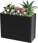 Tall Metal Cube Planter for Outdoor Plants 36" L x 12" W x 26" H, Heavy Duty Steel Large Planter Box with Removable Insert Shelf, Modern Décor for Tall Plants, Trees, Flowers (Black) by GreenHaven Gardens