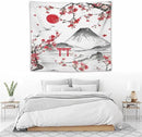 Red Cherry Blossoms Tapestry, Japanese Fuji Mountain Tapestry, Asian Japanese Wall Tapestry, Nature Landscape Tapestries for Bedroom Living Room Decor 60"x50" by CozyNest Decor