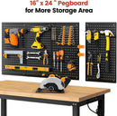 Work Table for Garage 60 x 22 Inch Adjustable Height Workbench Heavy Duty Rubberwood Tabletop Work Bench with Power Outlets Pegboard Pad for Woodworking Shop, Home, Office by GreenHaven Gardens