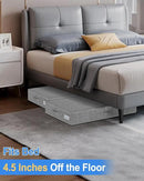 2 Pack Low Profile Under Bed Storage Containers 4.5 Inch Height, Shallow Underbed Couch Storage Organizer With Sturdy Sidewalls/Bottom, Thin Underbed Storage Bins For Clothes Dorm Dresser Sofa- Grey by CozyNest Decor